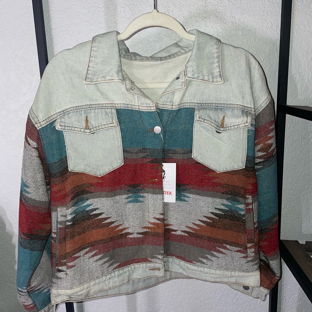 Southwestern Pattern Denim Jacket